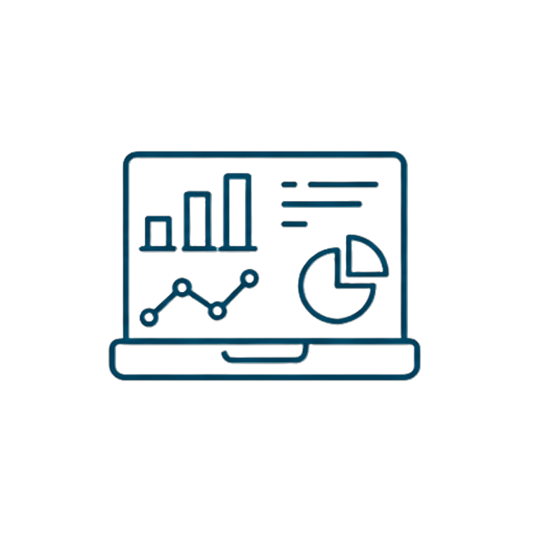 Gráficos analíticos e indicadores de desempenho em tela de monitor representando soluções de Business Intelligence