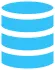 ícone do símbolo usado para bancos de dados - uma elipse flutuando sobre três retângulos fazendo uma curva acentuada 